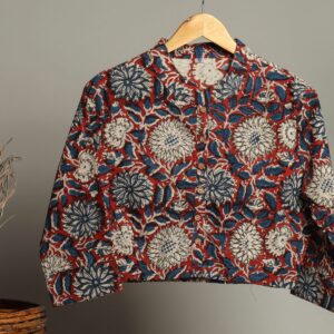 Handmade Block Print Cotton for Women ? Ethnic Floral Printed Top with Long Sleeves